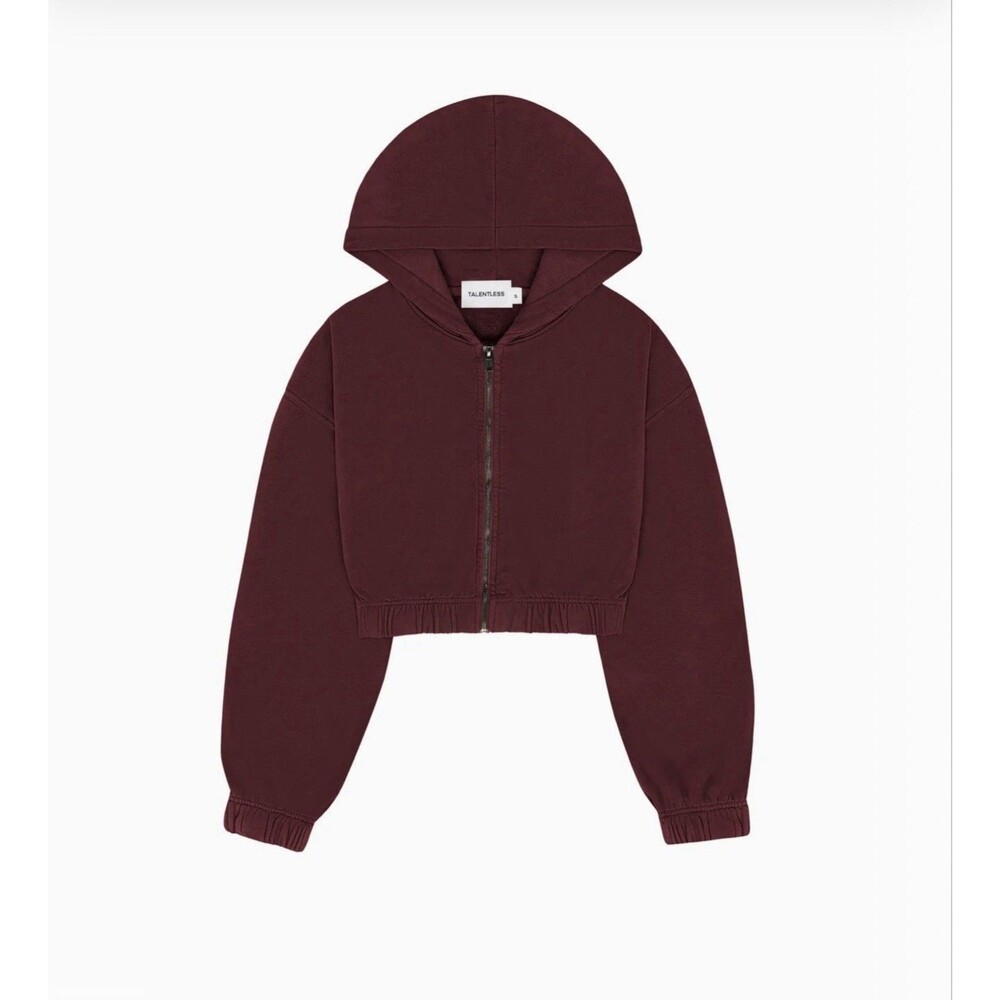 Talentless Zip Crop Hoodie Jacket Cabernet Women’s Size XL NWT